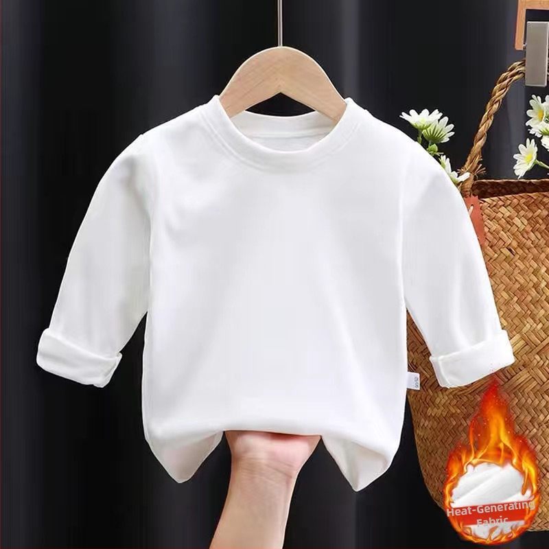 Dječja majica bez rukava, jednobojna, za jesen i zimu, okrugli izrez, dugi rukav, topla majica kratkih rukava za dječake i djevojčice.