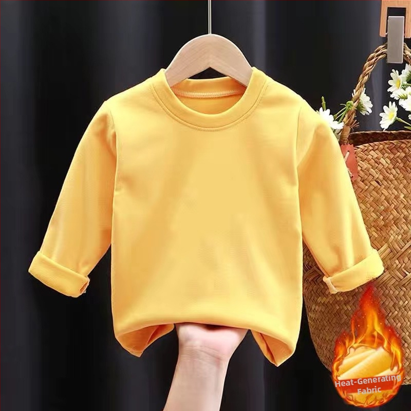 Dječja majica bez rukava, jednobojna, za jesen i zimu, okrugli izrez, dugi rukav, topla majica kratkih rukava za dječake i djevojčice.