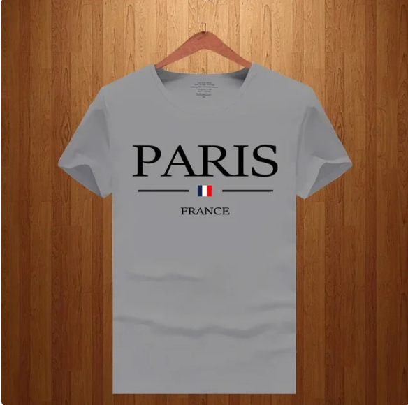Vīriešu T-krekls ar Parīzes burtu apdruku, grezns īsroku Y2K T-krekls, kokvilnas, brīvi valkājams apģērbs, mīksts augšdaļa, lielizmēra apģērbs