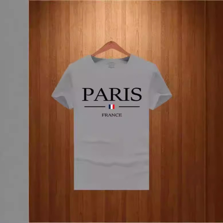 Ανδρικό T-shirt με στάμπα Paris Letter, Πολυτελές T-shirt Y2K με κοντό μανίκι, Βαμβακερό, Ρούχα με φαρδιά μανίκια, Μαλακή μπλούζα, Μεγάλα μεγέθη