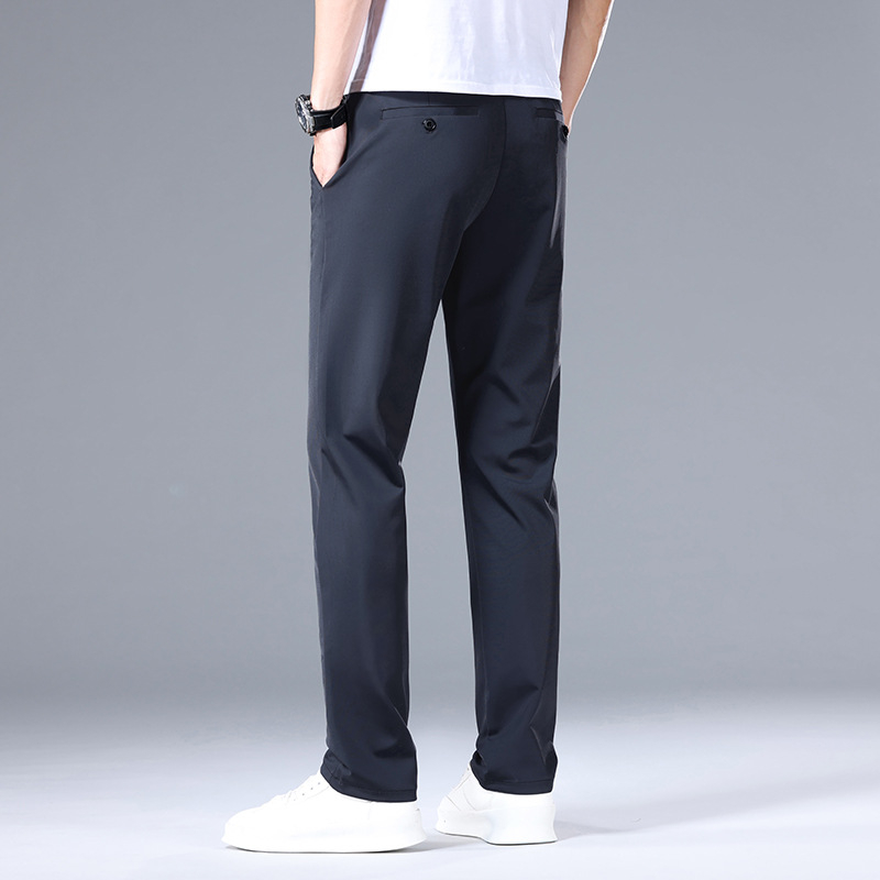 Sügisteks mõeldud paksude vabaajapükste ja meeste pükste turustuskontakti hinnapakkumine. Meeste poolelastse vöökohaga äripükste ja kõrge venivusega pükste pakkumise saamine.