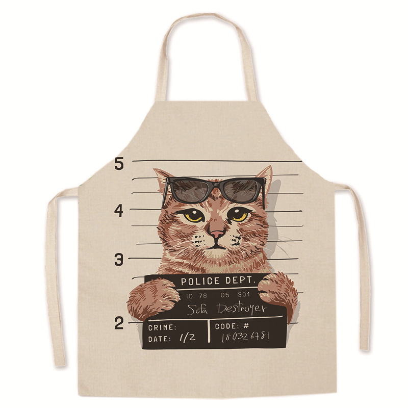 Tarpvalstybinis karšto išpardavimo animacinių filmukų spausdintas užšifruotas lininis prijuostė mielas kačiukas tėvų ir vaikų prijuostė namų valymo kombinezonas be rankovių