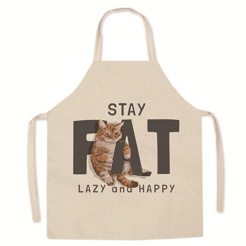 Tarpvalstybinis karšto išpardavimo animacinių filmukų spausdintas užšifruotas lininis prijuostė mielas kačiukas tėvų ir vaikų prijuostė namų valymo kombinezonas be rankovių