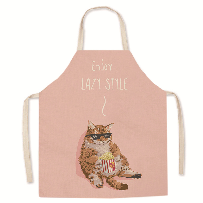 Tarpvalstybinis karšto išpardavimo animacinių filmukų spausdintas užšifruotas lininis prijuostė mielas kačiukas tėvų ir vaikų prijuostė namų valymo kombinezonas be rankovių
