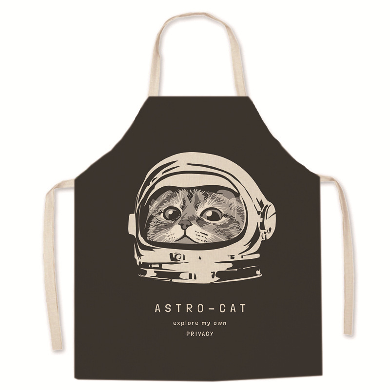 Tarpvalstybinis karšto išpardavimo animacinių filmukų spausdintas užšifruotas lininis prijuostė mielas kačiukas tėvų ir vaikų prijuostė namų valymo kombinezonas be rankovių