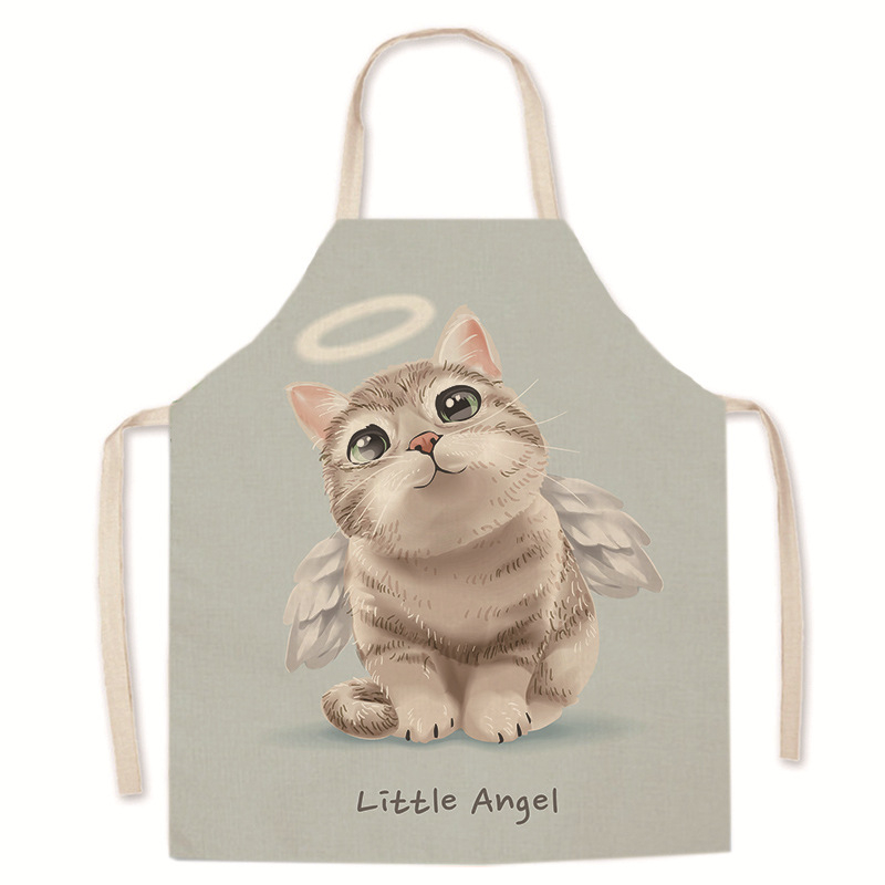 Tarpvalstybinis karšto išpardavimo animacinių filmukų spausdintas užšifruotas lininis prijuostė mielas kačiukas tėvų ir vaikų prijuostė namų valymo kombinezonas be rankovių