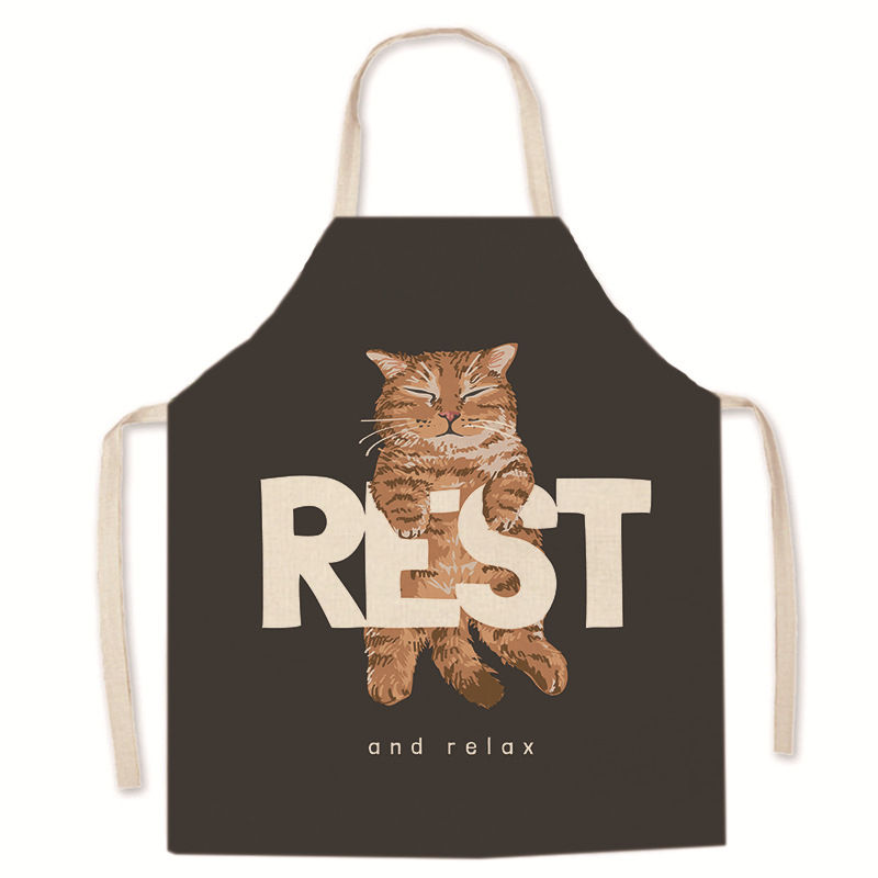 Tarpvalstybinis karšto išpardavimo animacinių filmukų spausdintas užšifruotas lininis prijuostė mielas kačiukas tėvų ir vaikų prijuostė namų valymo kombinezonas be rankovių