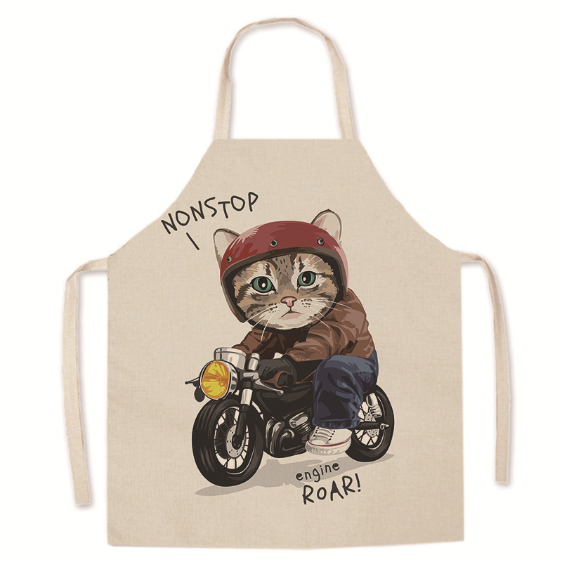 Tarpvalstybinis karšto išpardavimo animacinių filmukų spausdintas užšifruotas lininis prijuostė mielas kačiukas tėvų ir vaikų prijuostė namų valymo kombinezonas be rankovių