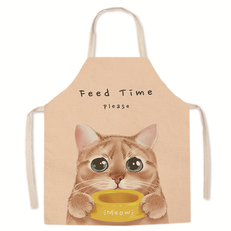 Tarpvalstybinis karšto išpardavimo animacinių filmukų spausdintas užšifruotas lininis prijuostė mielas kačiukas tėvų ir vaikų prijuostė namų valymo kombinezonas be rankovių