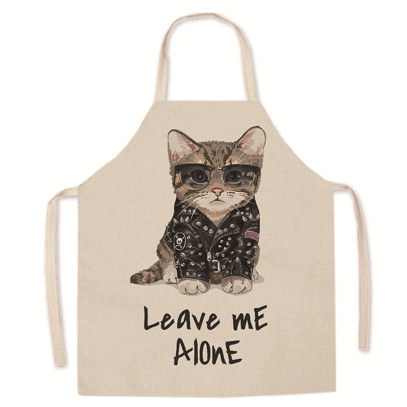 Tarpvalstybinis karšto išpardavimo animacinių filmukų spausdintas užšifruotas lininis prijuostė mielas kačiukas tėvų ir vaikų prijuostė namų valymo kombinezonas be rankovių