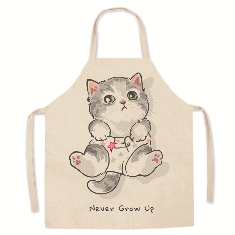 Tarpvalstybinis karšto išpardavimo animacinių filmukų spausdintas užšifruotas lininis prijuostė mielas kačiukas tėvų ir vaikų prijuostė namų valymo kombinezonas be rankovių