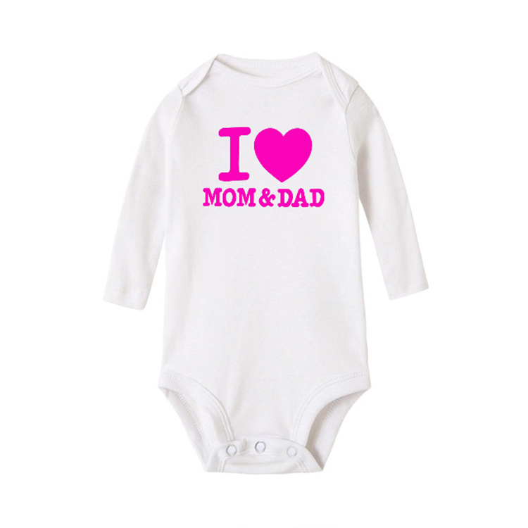 Comerț exterior en-gros ilove mom litere simple englezești haine de alpinism pentru nou-născuți haine triunghiulare dintr-o singură bucată pentru bebeluși geantă de haine pentru pârți