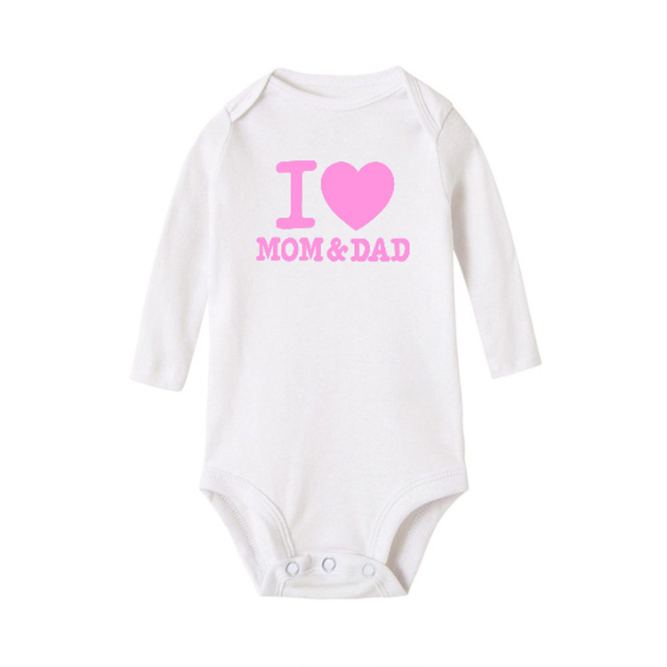 Comerț exterior en-gros ilove mom litere simple englezești haine de alpinism pentru nou-născuți haine triunghiulare dintr-o singură bucată pentru bebeluși geantă de haine pentru pârți