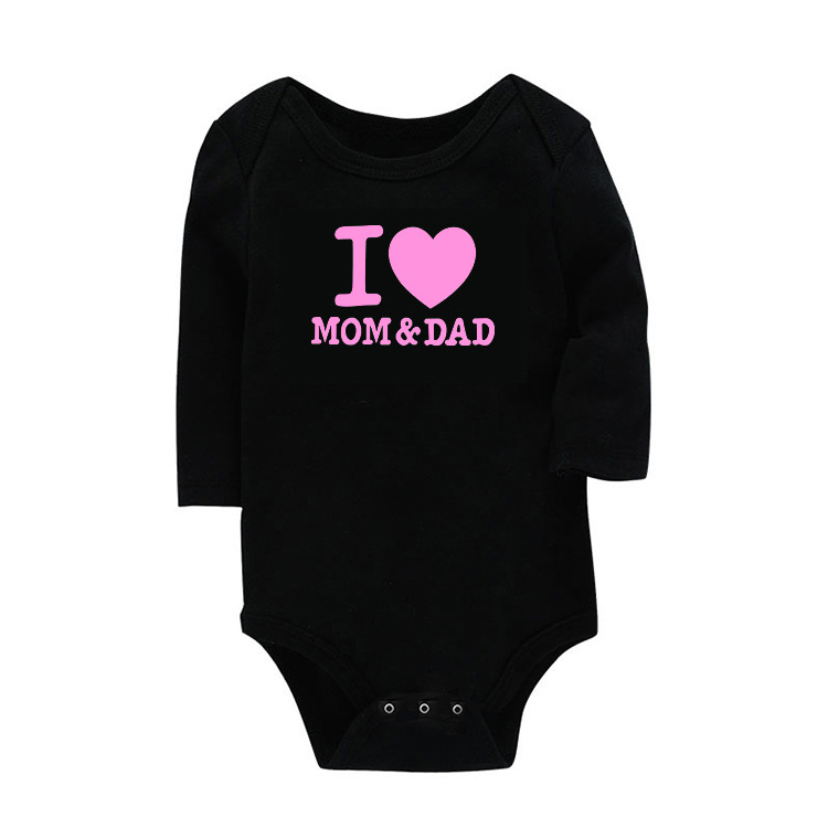 Comerț exterior en-gros ilove mom litere simple englezești haine de alpinism pentru nou-născuți haine triunghiulare dintr-o singură bucată pentru bebeluși geantă de haine pentru pârți