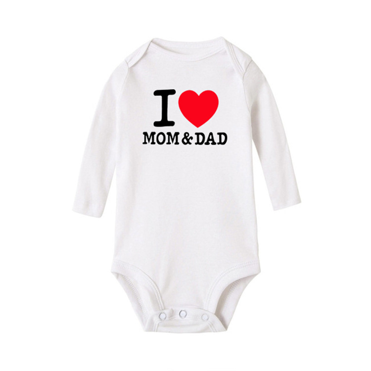 Comerț exterior en-gros ilove mom litere simple englezești haine de alpinism pentru nou-născuți haine triunghiulare dintr-o singură bucată pentru bebeluși geantă de haine pentru pârți