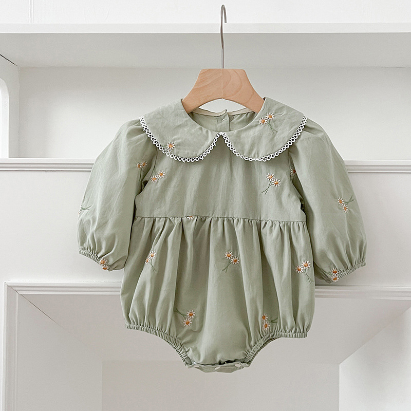 Proljetne i jesenske nove vezene djevojačke haljine Djevojačke haljine za bebe s ovratnikom za lutke i dugim rukavima Dječja marama Odjeća za debele osobe Odjeća za penjanje Odjeća za sestre