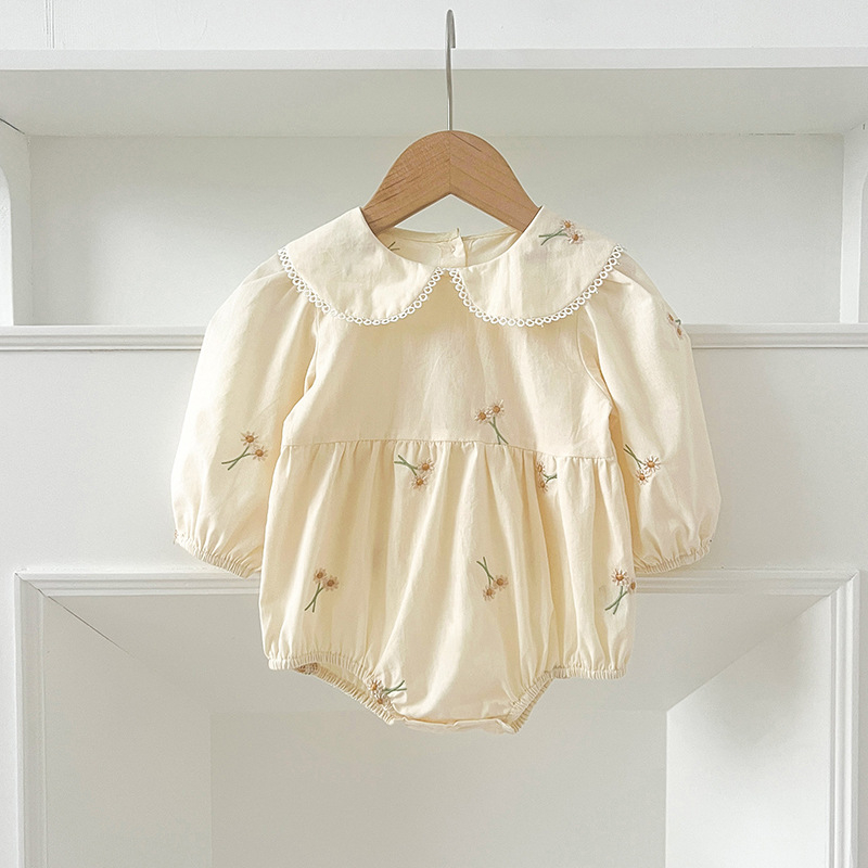 Proljetne i jesenske nove vezene djevojačke haljine Djevojačke haljine za bebe s ovratnikom za lutke i dugim rukavima Dječja marama Odjeća za debele osobe Odjeća za penjanje Odjeća za sestre