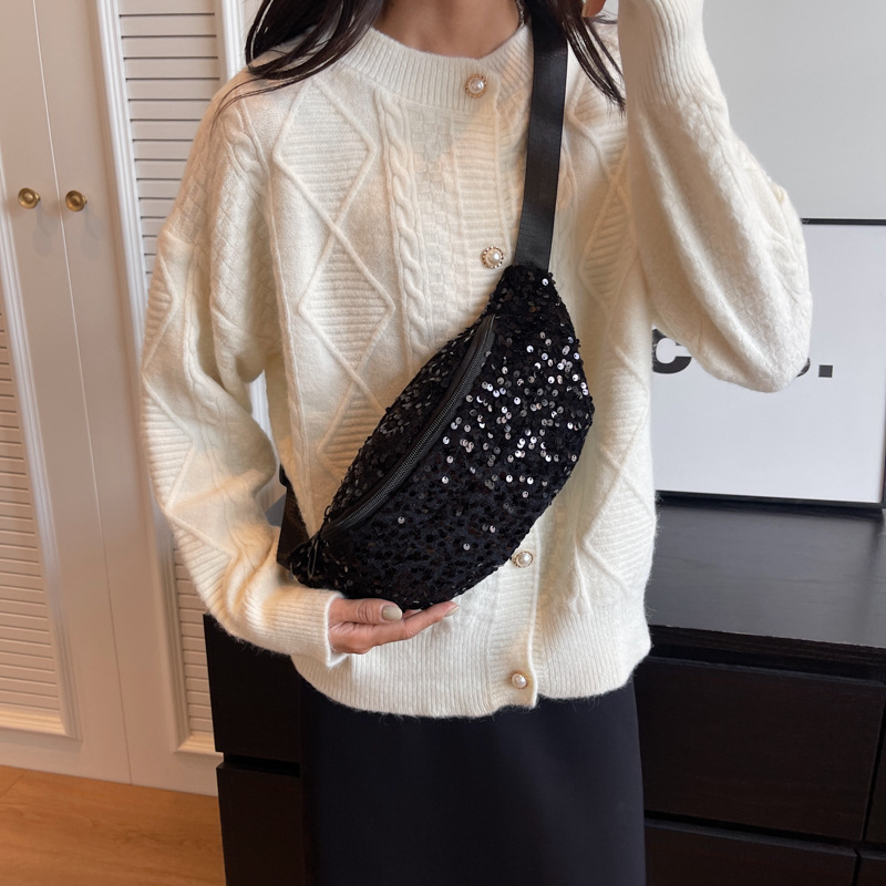 Personalizuota, madinga, Ruiying stiliaus, blizgučiais puošta, moteriška rankinė ant juosmens, deranti prie aukštos kokybės, krūtinės formos rankinė telefonui.