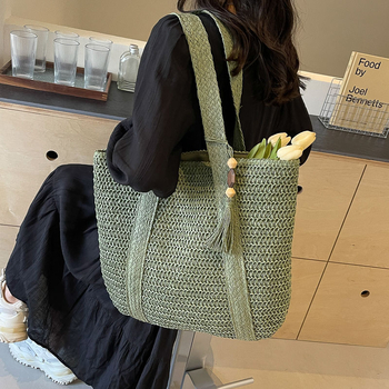 Tkana torba za žene velikog kapaciteta, nova ljetna torba za odmor uz more iz 2024., slamnata torba za plažu i svakodnevnu upotrebu