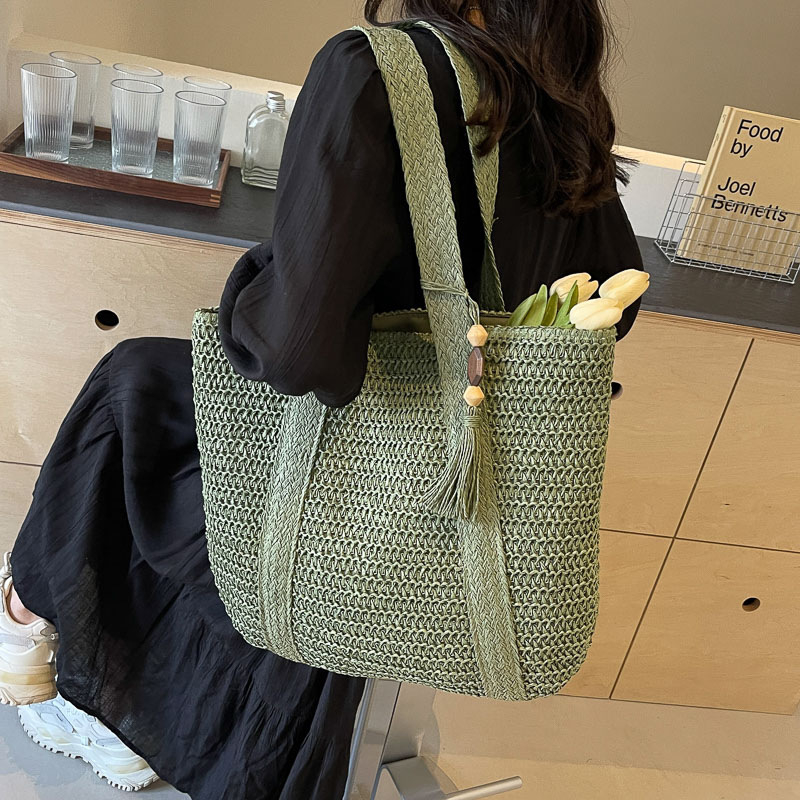 Tkana torba za žene velikog kapaciteta, nova ljetna torba za odmor uz more iz 2024., slamnata torba za plažu i svakodnevnu upotrebu
