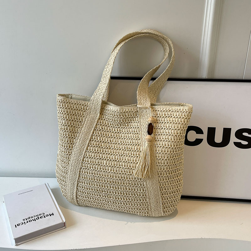 Tkana torba za žene velikog kapaciteta, nova ljetna torba za odmor uz more iz 2024., slamnata torba za plažu i svakodnevnu upotrebu