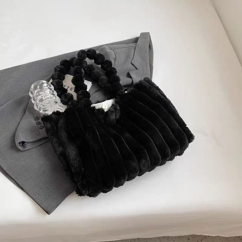 Genți de pluș de înaltă calitate, en-gros, genți de mână la modă pentru navetiști, genți tote din blană, cu un singur umăr, versatile, la subraț, de mare capacitate