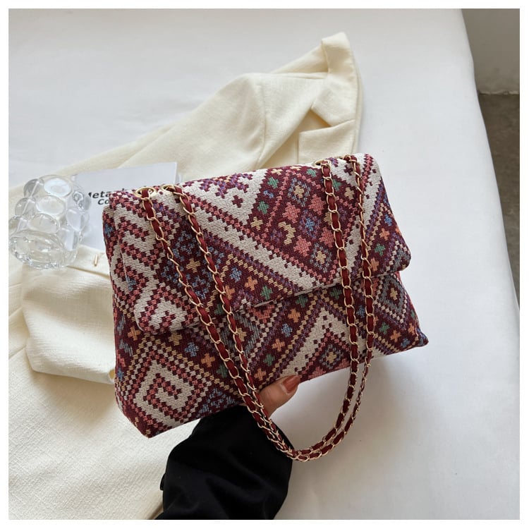 Geantă de umăr cu lanț în stil occidental, en-gros, cu capacitate mare, pentru femei, toamna 2023