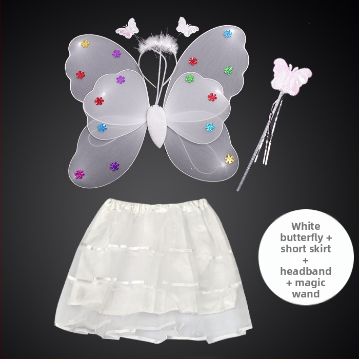 Детско сценично облекло за детска градина, рокля за принцеса, костюм с крила на ангел и пеперуда от четири части