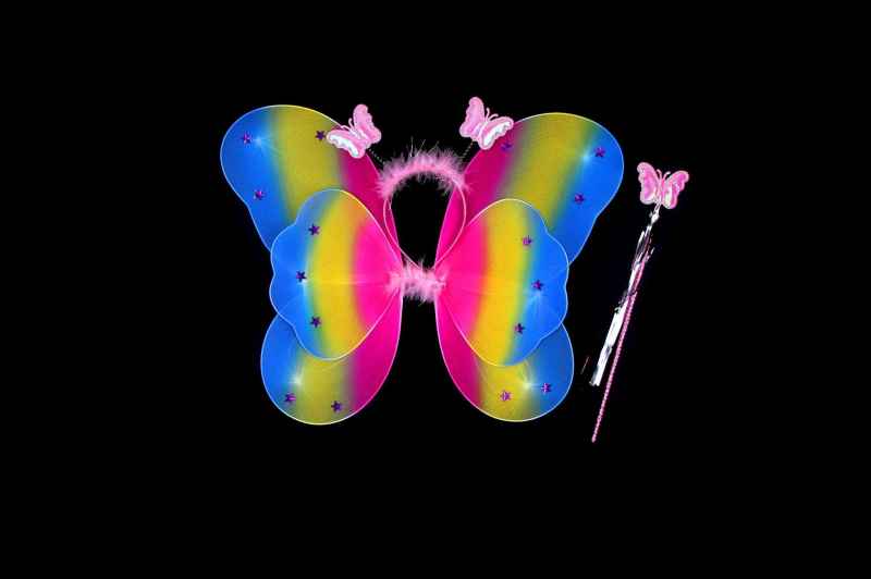 Детско сценично облекло за детска градина, рокля за принцеса, костюм с крила на ангел и пеперуда от четири части