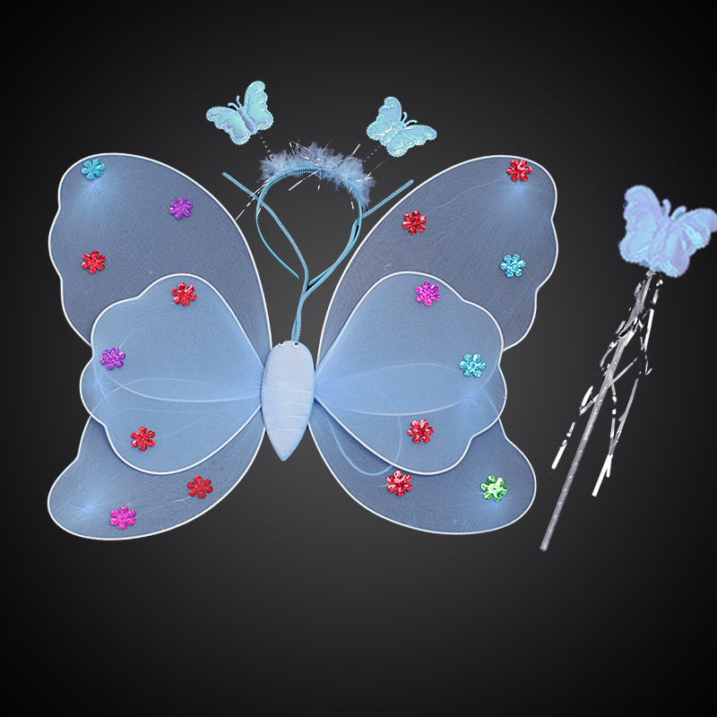 Детско сценично облекло за детска градина, рокля за принцеса, костюм с крила на ангел и пеперуда от четири части