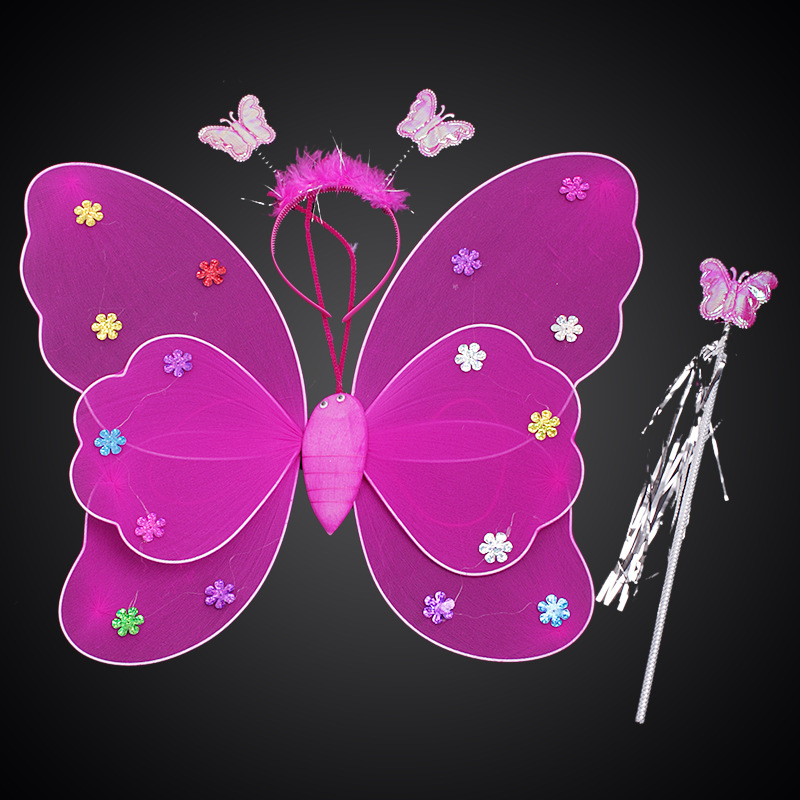 Детско сценично облекло за детска градина, рокля за принцеса, костюм с крила на ангел и пеперуда от четири части