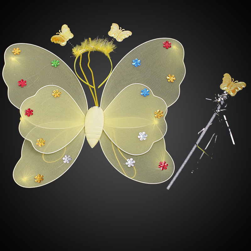 Детско сценично облекло за детска градина, рокля за принцеса, костюм с крила на ангел и пеперуда от четири части