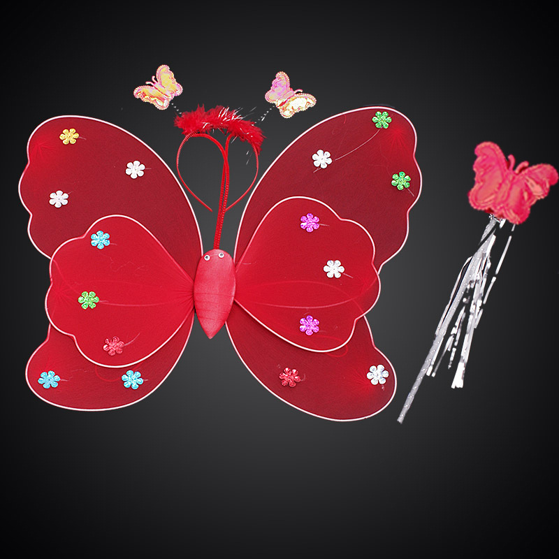 Детско сценично облекло за детска градина, рокля за принцеса, костюм с крила на ангел и пеперуда от четири части