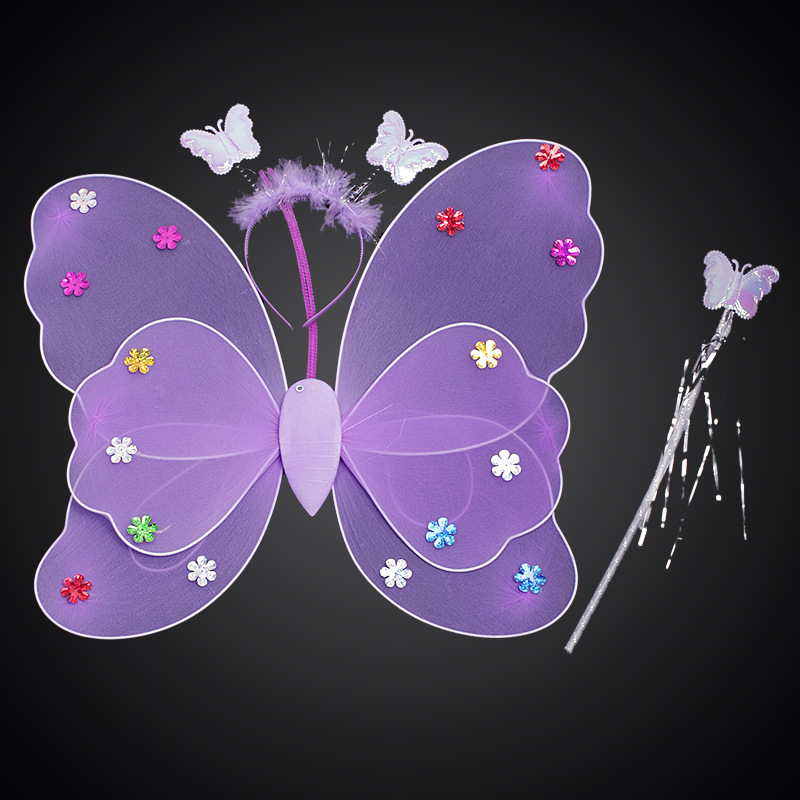 Детско сценично облекло за детска градина, рокля за принцеса, костюм с крила на ангел и пеперуда от четири части