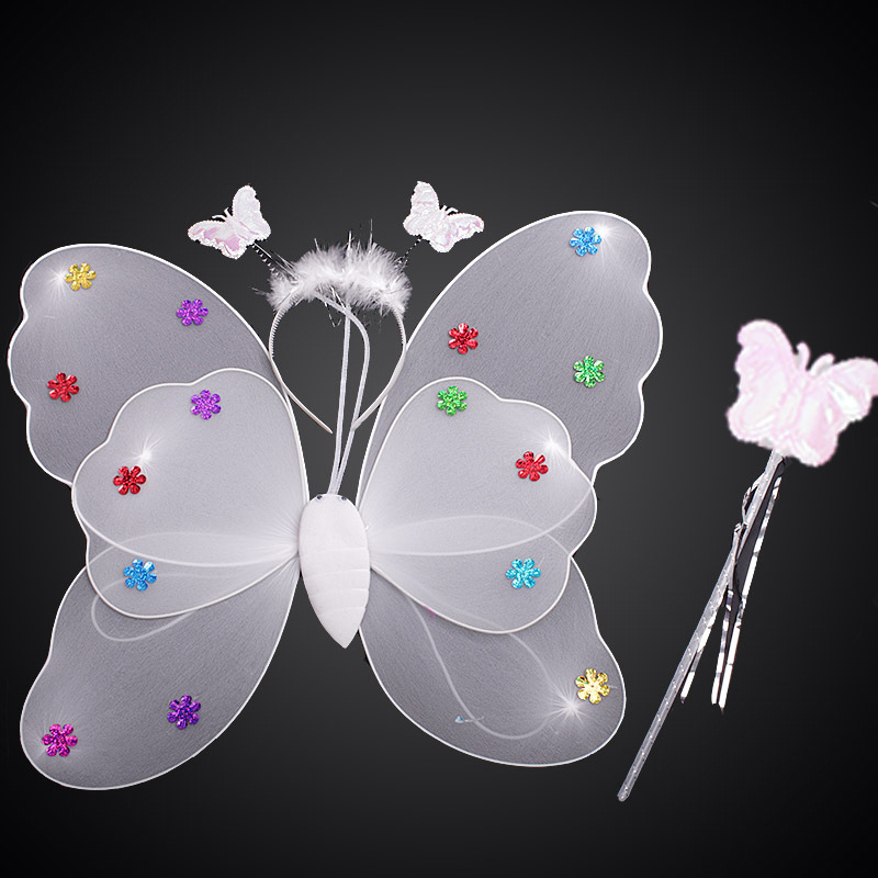 Детско сценично облекло за детска градина, рокля за принцеса, костюм с крила на ангел и пеперуда от четири части