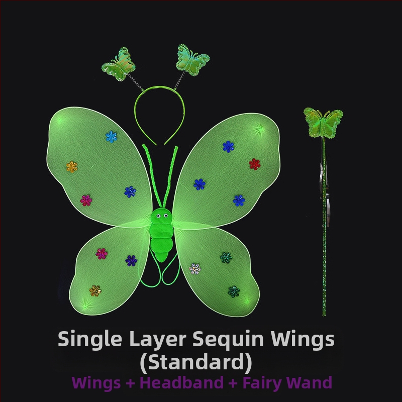 Детско сценично облекло за детска градина, рокля за принцеса, костюм с крила на ангел и пеперуда от четири части