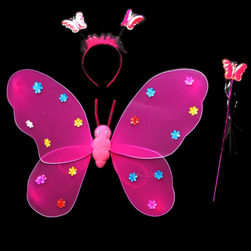 Детско сценично облекло за детска градина, рокля за принцеса, костюм с крила на ангел и пеперуда от четири части