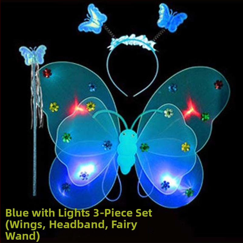 Детско сценично облекло за детска градина, рокля за принцеса, костюм с крила на ангел и пеперуда от четири части