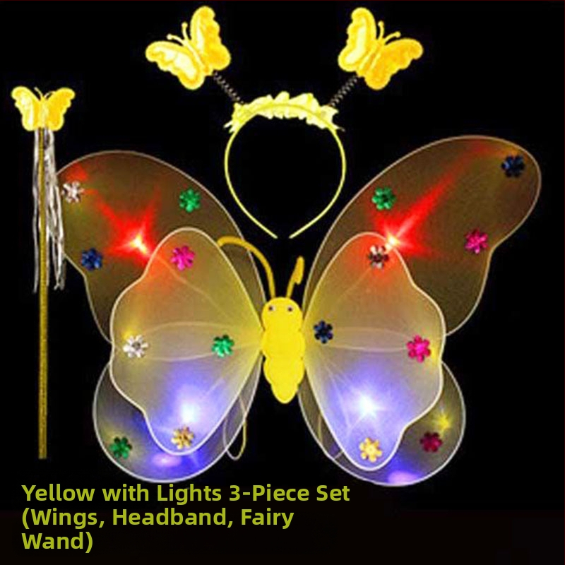 Детско сценично облекло за детска градина, рокля за принцеса, костюм с крила на ангел и пеперуда от четири части