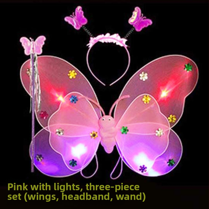 Детско сценично облекло за детска градина, рокля за принцеса, костюм с крила на ангел и пеперуда от четири части