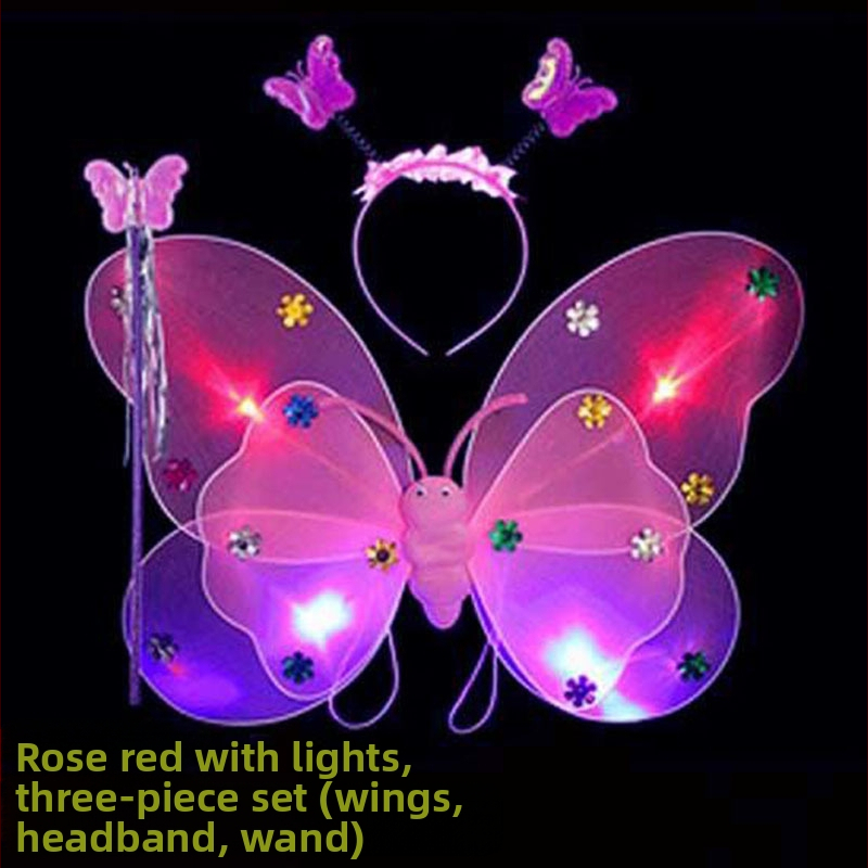 Детско сценично облекло за детска градина, рокля за принцеса, костюм с крила на ангел и пеперуда от четири части