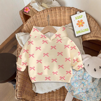 Laste lahtine pikkade varrukatega kapuutsiga dressipluus tüdrukute moetegelastega, Punamütsikese mustriga digitaaltrükk RB05