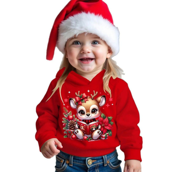 Laste lahtine pikkade varrukatega kapuutsiga dressipluus tüdrukute moetegelastega, Punamütsikese mustriga digitaaltrükk RB05