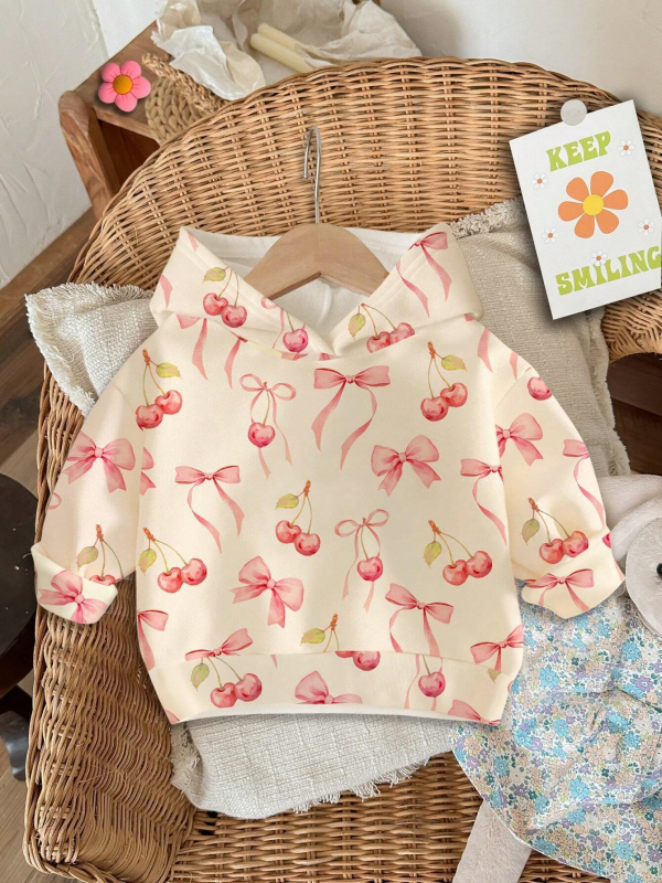 Laste lahtine pikkade varrukatega kapuutsiga dressipluus tüdrukute moetegelastega, Punamütsikese mustriga digitaaltrükk RB05