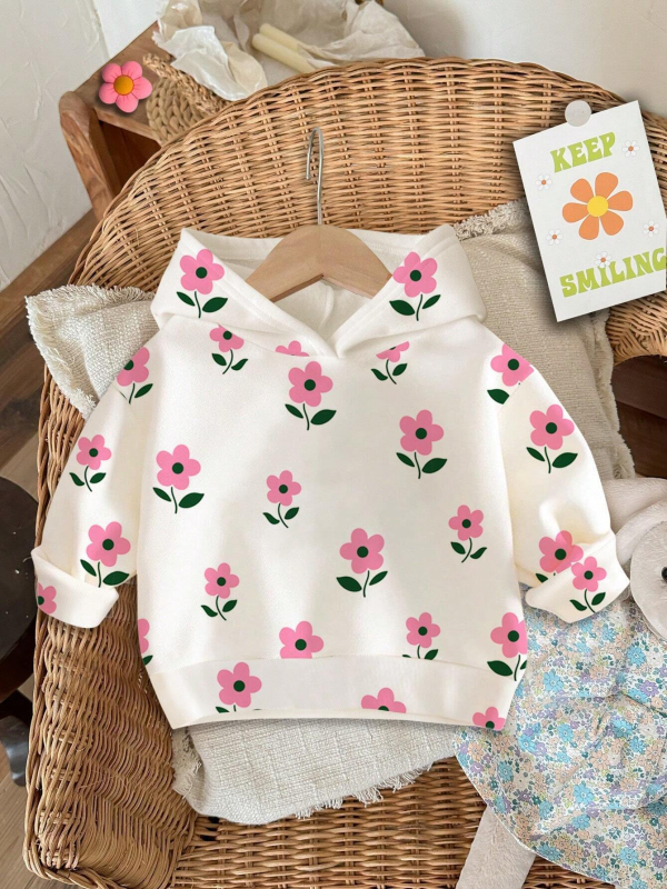 Laste lahtine pikkade varrukatega kapuutsiga dressipluus tüdrukute moetegelastega, Punamütsikese mustriga digitaaltrükk RB05