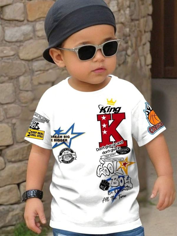 Dječja odjeća Dječja majica kratkih rukava Dječja jesensko-zimska osnovna majica Novi stil Male i srednje dječje majice kratkih rukava Zapadnjački stil Moderni RA01