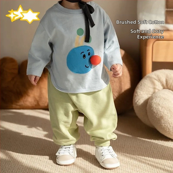 Βρεφικά παντελόνια για την άνοιξη και το φθινόπωρο, βαμβακερά μεγάλα παντελόνια για αγόρια και κορίτσια, μαλακά παιδικά παντελόνια με χοντρό ύφασμα για εξωτερική χρήση, χαριτωμένα κινούμενα σχέδια