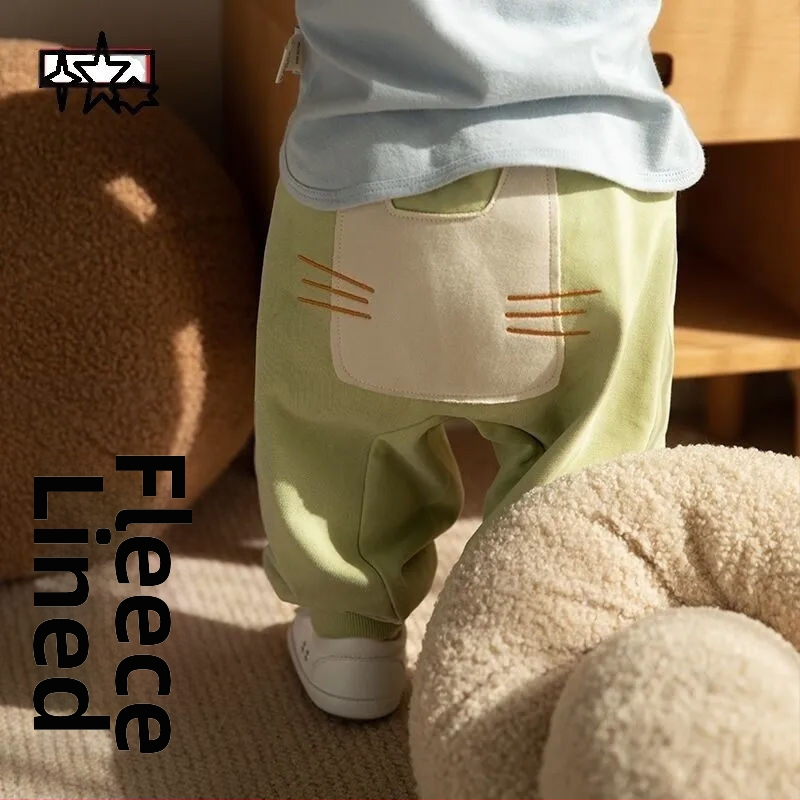 Dječje proljetne i jesenske hlače, pamučne velike hlače za dječake i djevojčice, mekane dječje debele hlače, vanjska odjeća, slatki crtani film