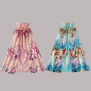 Meiteņu nāriņas apmetnis Bērnu fliteru apmetnis Aisha Princeses apmetnis Frozen Aisha fliteru šalle