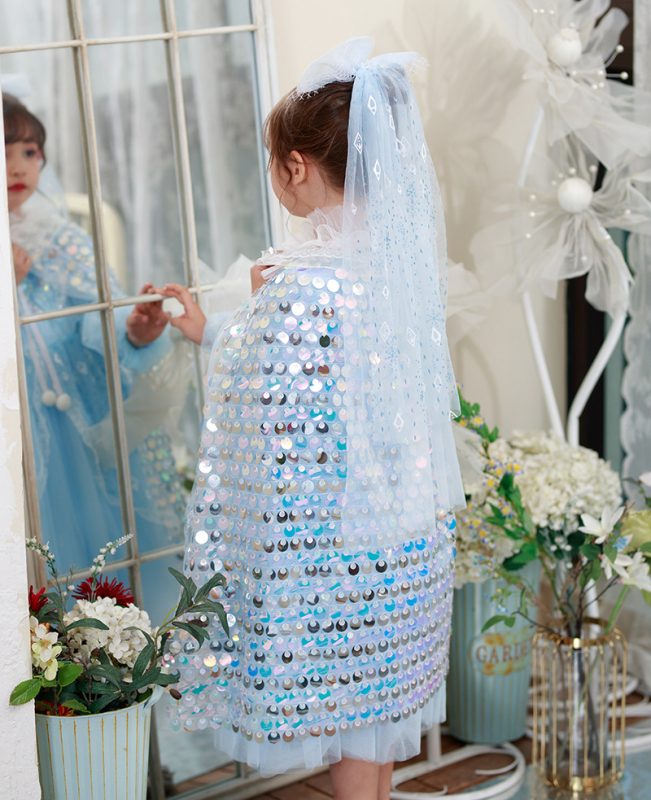 Meiteņu nāriņas apmetnis Bērnu fliteru apmetnis Aisha Princeses apmetnis Frozen Aisha fliteru šalle